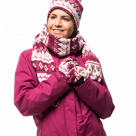 На картинке изображен Перчатки женские Jack Wolfskin Scandic Glove Women garnet red all over Перчатки женские Jack Wolfskin Scandic Glove Women garnet red all over