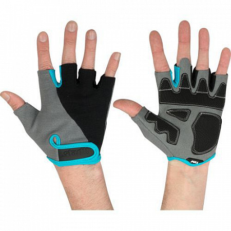 На картинке изображен Перчатки для фитнеса Starfit SU-117 Black/Grey/Blue Перчатки для фитнеса Starfit SU-117 Black/Grey/Blue