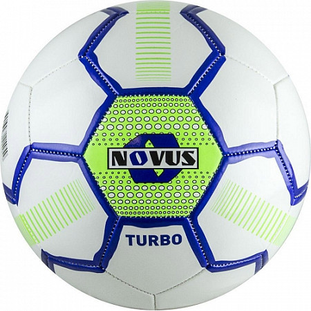 На картинке изображен Мяч футбольный Novus Turbo №3 white/blue/green Мяч футбольный Novus Turbo №3 white/blue/green