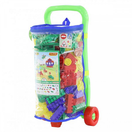 Игровой набор Полесье Тележка Caddie и Конструктор Строитель 251 элемент 54500