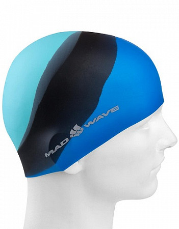 Шапочка для бассейна (плавания) взрослая Mad Wave Multi Adult Big blue/black