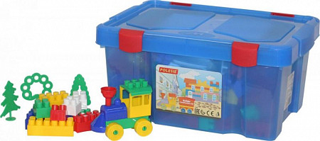 Конструктор Полесье Строитель 184 элемента в контейнере 50564