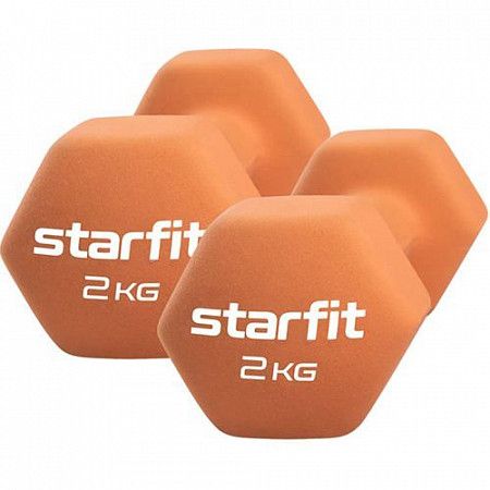 Гантель неопреновая Starfit Core DB-201 2 кг 2 шт orange pastel
