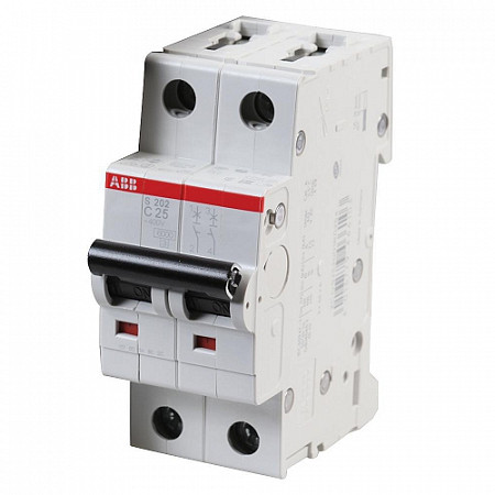 Автоматический выключатель ABB S 202 2P С 25А 6кА 2M 2CDS252001R0254