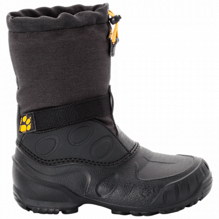 На картинке изображен Сапоги детские Jack Wolfskin Iceland High K black / burly yellow XT Сапоги детские Jack Wolfskin Iceland High K black / burly yellow XT