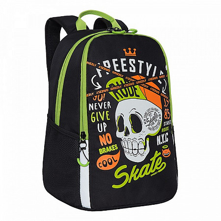 Рюкзак школьный GRIZZLY RB-151-3 /1 black/light green