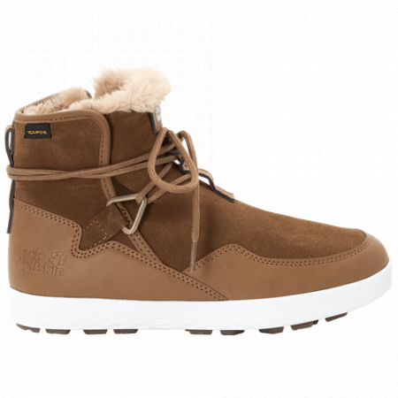 На картинке изображен Полуботинки женские Jack Wolfskin Auckland Wt Texapore Boot W desert brown / white Полуботинки женские Jack Wolfskin Auckland Wt Texapore Boot W desert brown / white