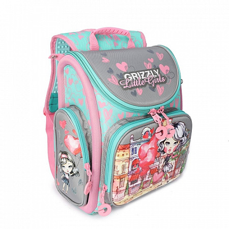 Рюкзак школьный GRIZZLY RA-971-3 /1 grey/pink