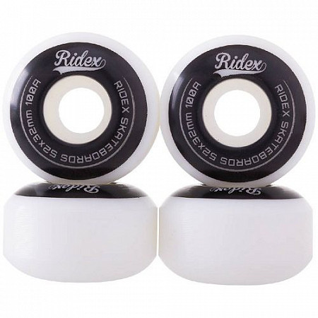 Комплект колес для скейтборда Ridex SB 100A 52x32 white/black
