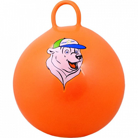 Мяч-попрыгун, для фитнеса (фитбол) Starfit Медвеженок с ручкой GB-403 65 см orange