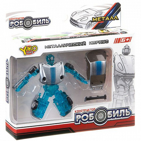 На картинке изображен Конструктор YAKO Робомобиль M6478 light blue/silver Конструктор YAKO Робомобиль M6478 light blue/silver