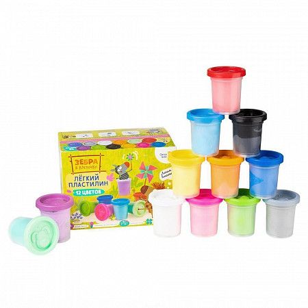 Набор для детской лепки  Dream Makers Зебра в клеточку Лёгкий пластилин 12 цветов TA1701L