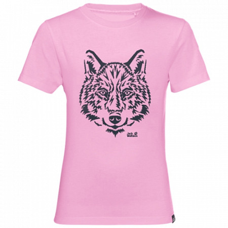 На картинке изображен Футболка детская Jack Wolfskin Brand T Kids lilac Футболка детская Jack Wolfskin Brand T Kids lilac