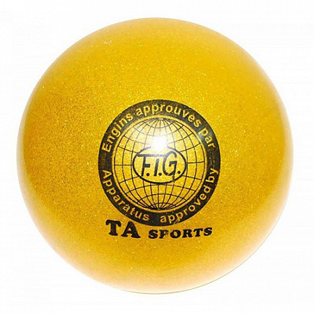 Мяч для художественной гимнастики с глитером 15 см yellow