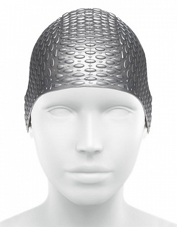 Шапочка для бассейна (плавания) женская Mad Wave Silicone Bubble silver