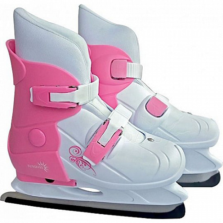 Коньки раздвижные Sundays PW-219 белый/розовый