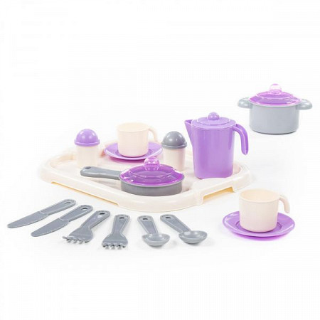 Игровой набор Полесье детской посуды Настенька с подносом на 2 персоны 3940