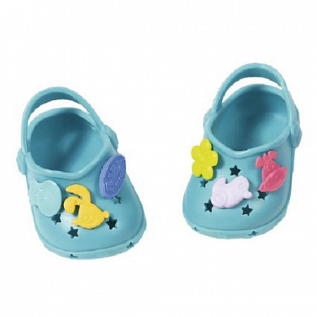 На картинке изображен Одежда для куклы Baby Born Босоножки 824597 turquoise Одежда для куклы Baby Born Босоножки 824597 turquoise
