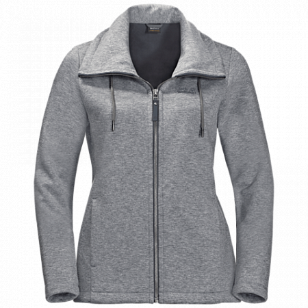 На картинке изображен Джемпер женский Jack Wolfskin Sky Thermic Jacket Women medium grey Джемпер женский Jack Wolfskin Sky Thermic Jacket Women medium grey
