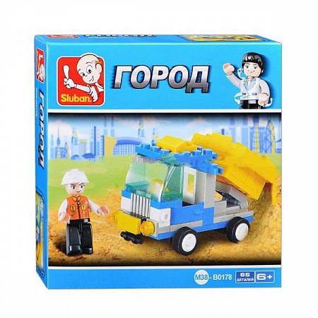 На картинке изображен Конструктор Sluban Городская серия Самосвал M38-B0178 Конструктор Sluban Городская серия Самосвал M38-B0178