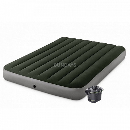 Надувной матрас Intex Prestige Downy Airbed 64778 Fiber-Tech 137x191x25 + эл.насос