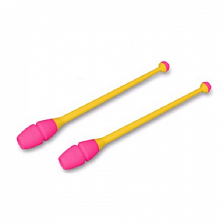 Булавы для художественной гимнастики Indigo вставляющиеся 45 см yellow/pink