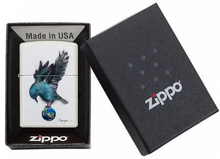 Зажигалка Zippo Spazuk Bluebird 49091 white matte