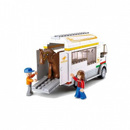 На картинке изображен Конструктор Sluban Трейлер для лошадки M38-B0559 Конструктор Sluban Трейлер для лошадки M38-B0559