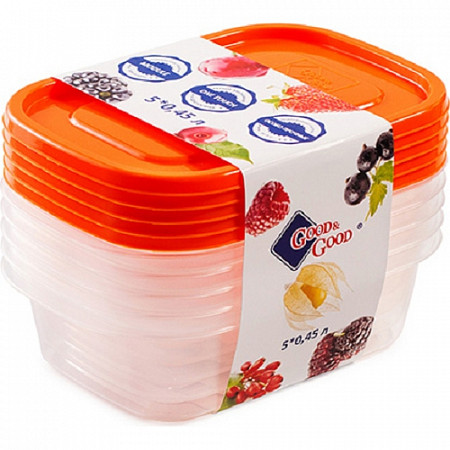 Набор прямоугольных контейнеров для пищевых продуктов One Touch Good&Good SREC2-5