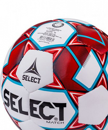 На картинке изображен Мяч футбольный Select Match FIFA №5 White/Blue/Red Мяч футбольный Select Match FIFA №5 White/Blue/Red