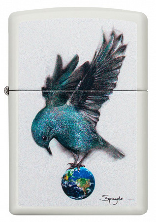 Зажигалка Zippo Spazuk Bluebird 49091 white matte
