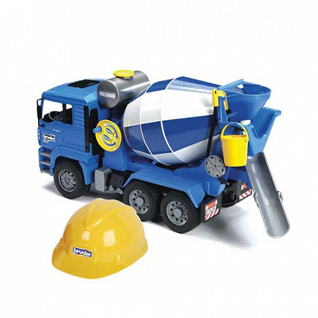 Игрушка Bruder Бетономешалка MAN (цвет синий/серый) + Каска жёлтая 01-638
