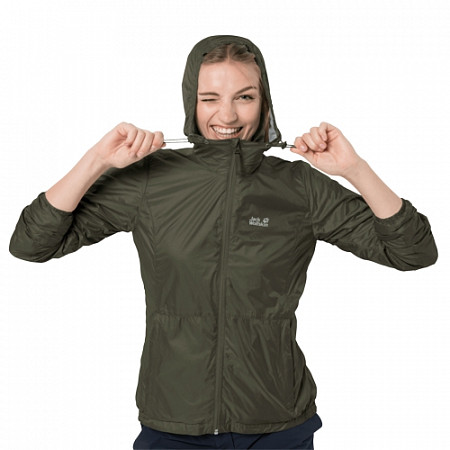 Ветрозащитная летняя куртка женская Jack Wolfskin Jwp Breather W green pine