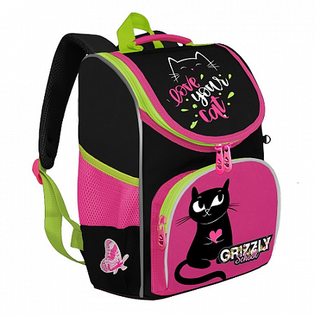 Рюкзак школьный с мешком GRIZZLY RAm-184-8 /1 black/pink