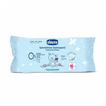 На картинке изображен Салфетки очищающие Chicco 0+ мес 16 шт 00009163200000 Салфетки очищающие Chicco 0+ мес 16 шт 00009163200000