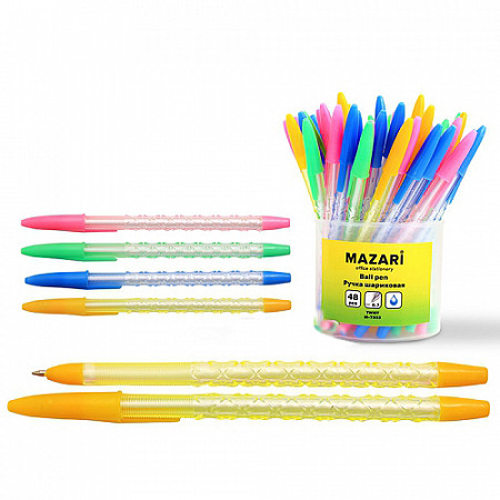 На картинке изображен Ручка шариковая Mazari Twist М-7303 blue Ручка шариковая Mazari Twist М-7303 blue