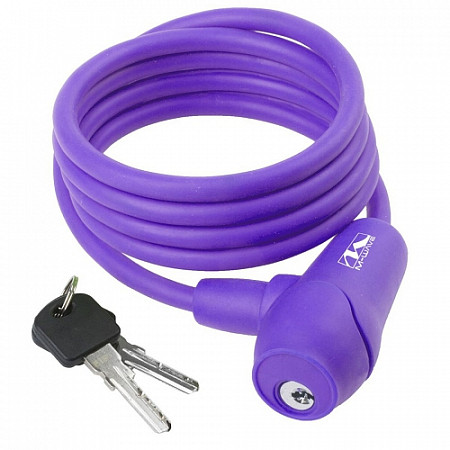 Велозамок силиконовый M-WAVE, 8х1500мм автоматический, violet 5-231019