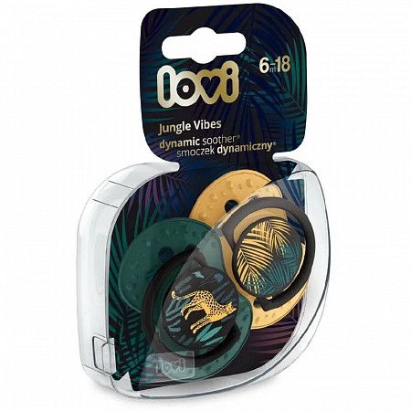 Пустышка силиконовая 6-18 мес. симметричной формы, динамическая LOVI Jungle Vibes (22/903boy) 2 шт.