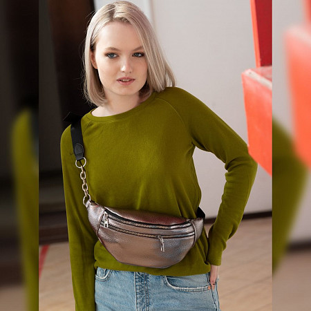 Поясная сумка женская Ors Oro OPS-0158 silver