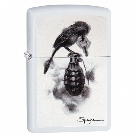 Зажигалка Zippo Spazuk Grenade with Bird 29645 white matte