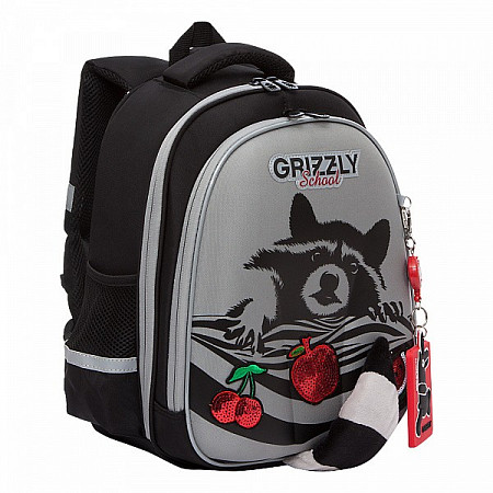 На картинке изображен Рюкзак школьный GRIZZLY RAz-186-7 /1 grey Рюкзак школьный GRIZZLY RAz-186-7 /1 grey