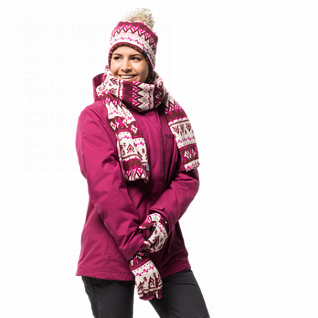 На картинке изображен Перчатки женские Jack Wolfskin Scandic Glove Women garnet red all over Перчатки женские Jack Wolfskin Scandic Glove Women garnet red all over