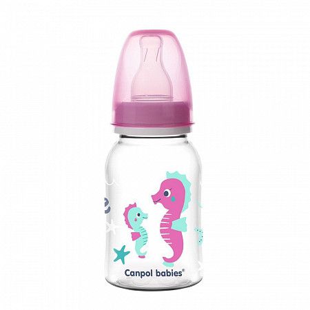 Бутылочка для кормления Canpol babies LOVE&SEA с узким горлышком 120 мл., 0+ мес. (59/300) pink