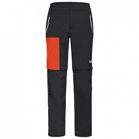 На картинке изображен Брюки с молнией мужские Jack Wolfskin Overland Zip Away M black wild brier Брюки с молнией мужские Jack Wolfskin Overland Zip Away M black wild brier