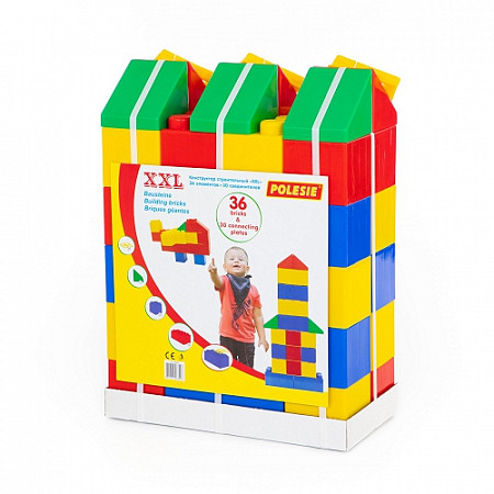 На картинке изображен Конструктор строительный Полесье XXL 36 шт 68026 Конструктор строительный Полесье XXL 36 шт 68026