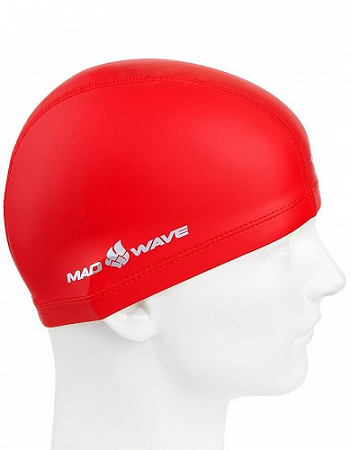 Шапочка для бассейна (плавания) взрослая Mad Wave PUT Coated red