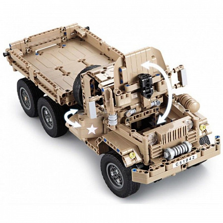 На картинке изображен Конструктор на радиоуправлении CaDa Военный грузовик C51042W Конструктор на радиоуправлении CaDa Военный грузовик C51042W