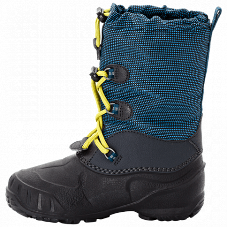 На картинке изображен Сапоги детские Jack Wolfskin Iceland Texapore High K blue / lime Сапоги детские Jack Wolfskin Iceland Texapore High K blue / lime