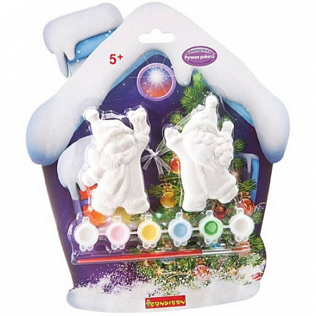 На картинке изображен Набор Для Творчества Bondibon Елочные Украшения Дед Мороз и Снеговик ВВ1567 Набор Для Творчества Bondibon Елочные Украшения Дед Мороз и Снеговик ВВ1567