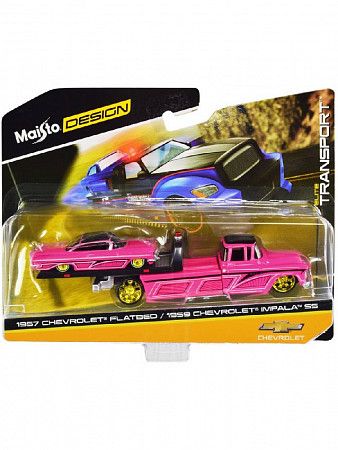 Эвакуатор игрушечный и машинка Maisto 1957 Chevrolet Flatbed & 1959 Chevrolet Impala SS (15055)